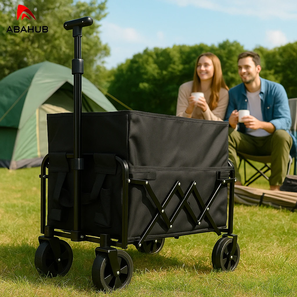 

Portable Folding Trolley, Large-Capacity Cloth Bag Camping Cart, Beach Shopping Transport Cart, Easy-To-Store Four-Wheel Cart, Load Capacity 10kg