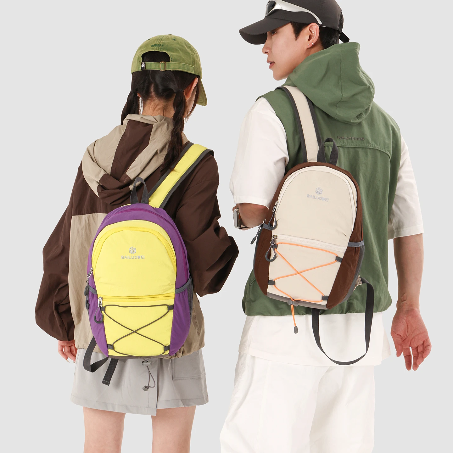 

Lightweight Colorblock Outdoor Hiking Backpack, Waterproof Casual Travel Daypack for Men & Women