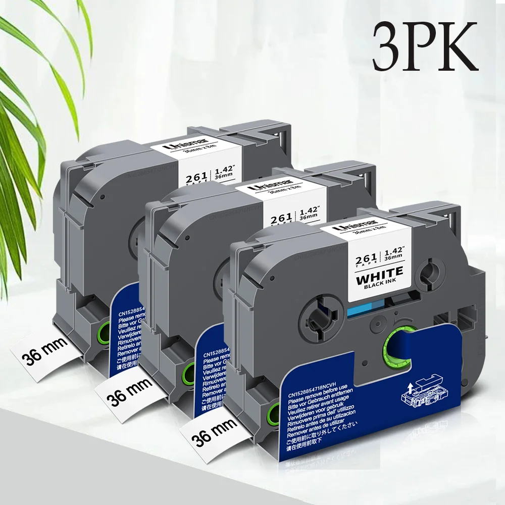 3PK متوافق مع شريط TZe 36 مم TZe261 TZe 261 أسود على أبيض ملصق مغلف يعمل للطابعة Brother PT P910BT PT3600