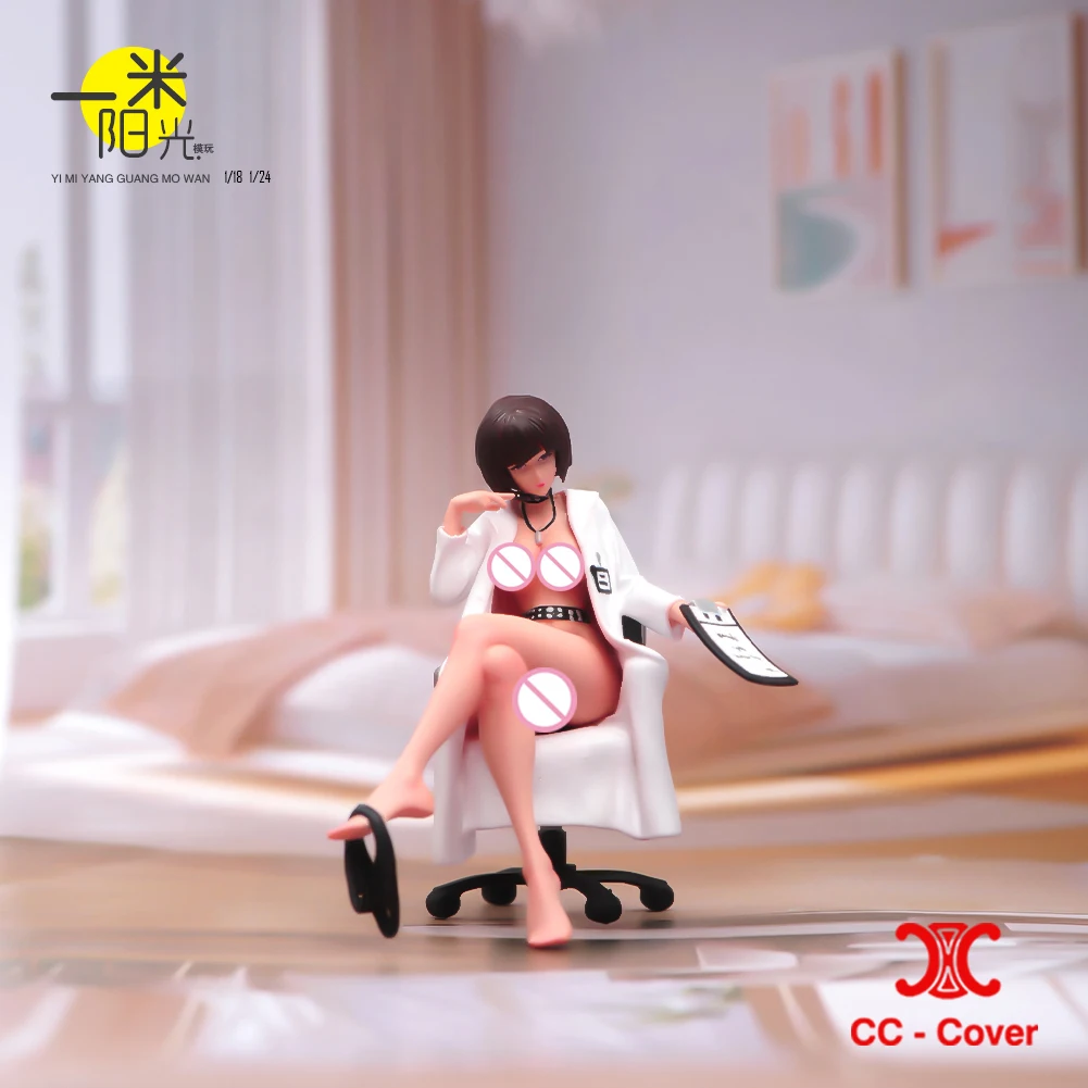 Miniaturas 1/18 1/24 1/43 1/64 1/87 sedutor e sexy secretário feminino sentado na cadeira do computador figura modelo brinquedos vista decoração