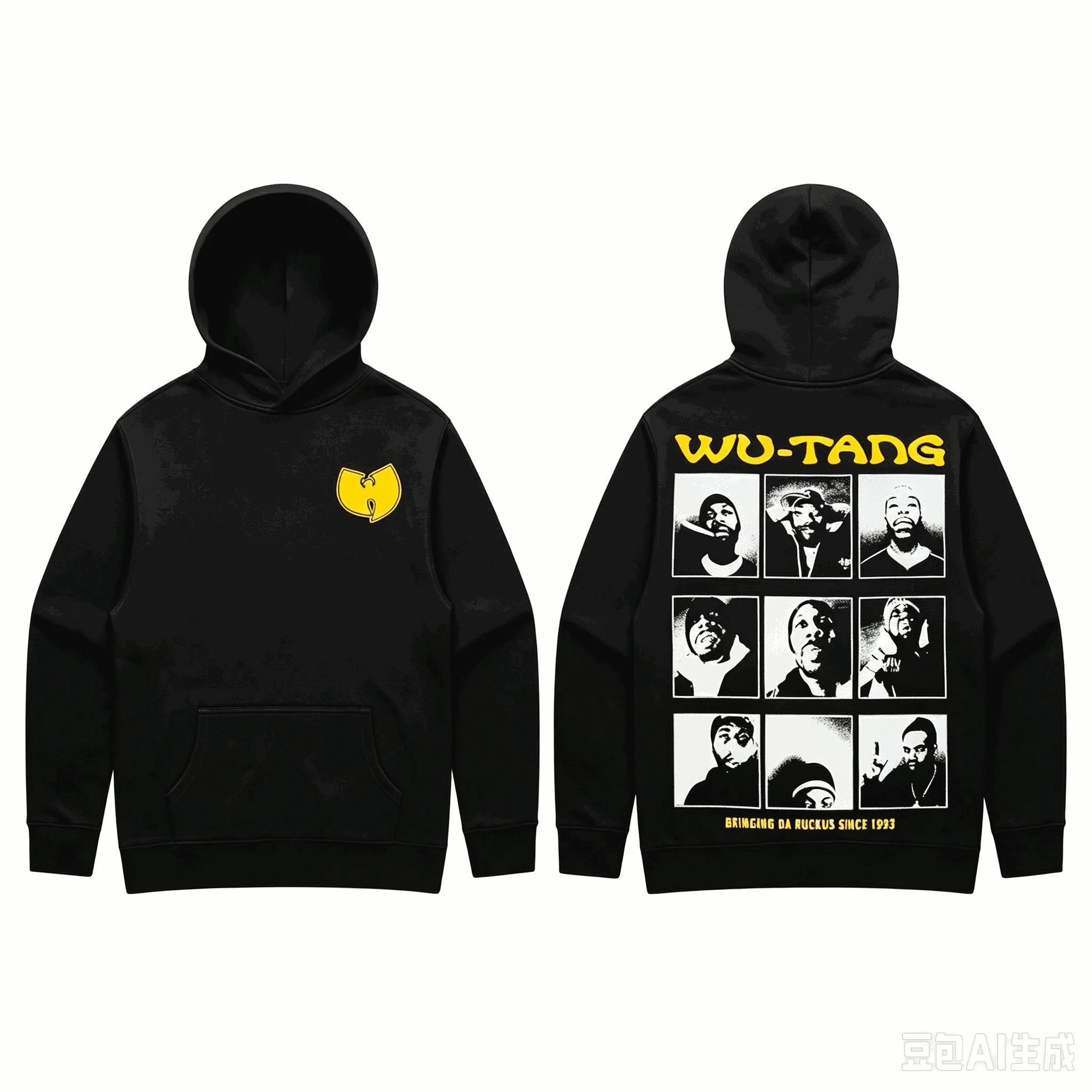 Hot Sale Wu‑Tang Clan 9‑Member Grid Double‑Sided Print Hoodie Unisex Hip Hop Harajuku Hoodie Gothic Cotton Oversized Sweatshirt
