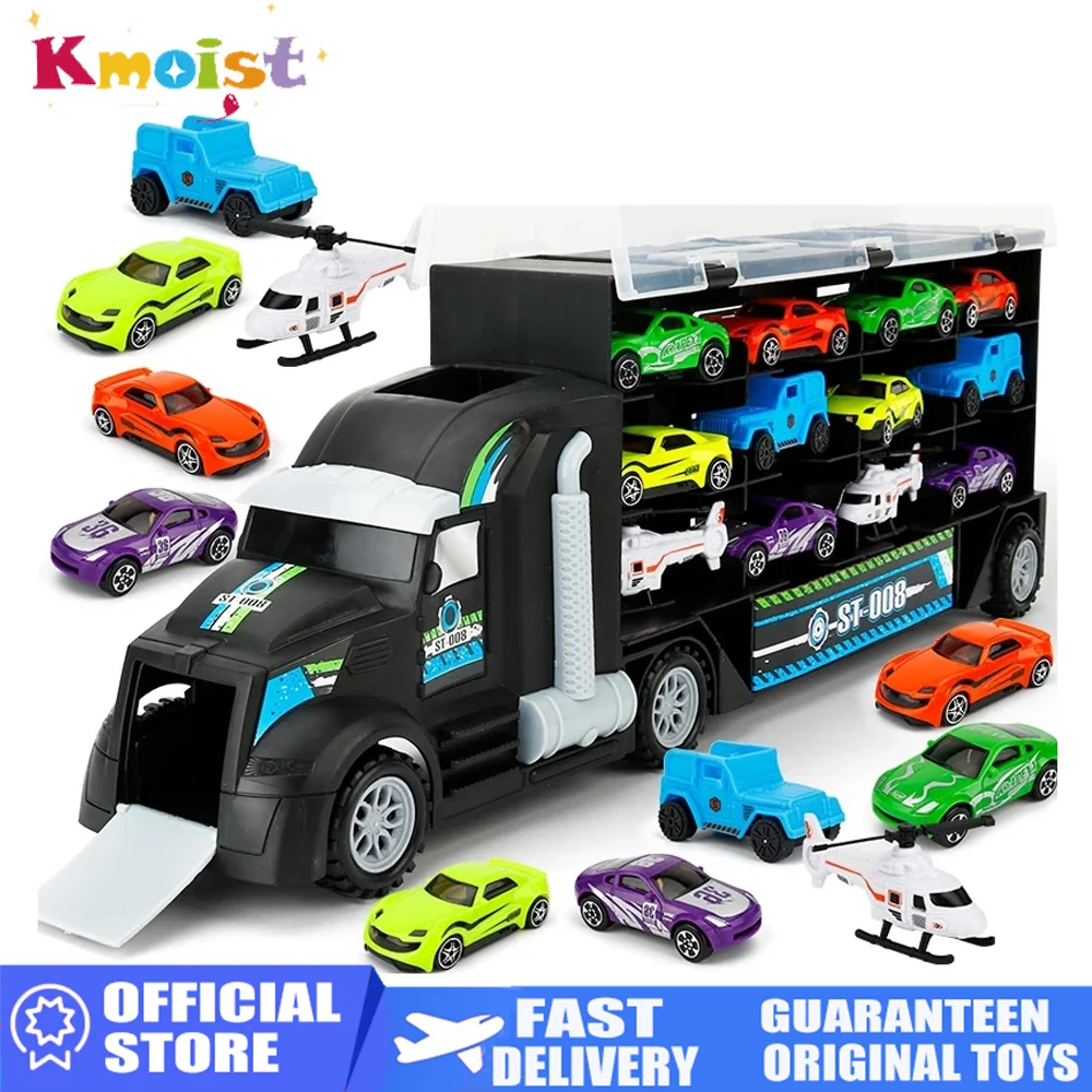 Model Car Children\'s Engineering Truck Tractor Garage Cars Container Truck Car Storage Car Goods Toys for Boy New Year Xmas Gift