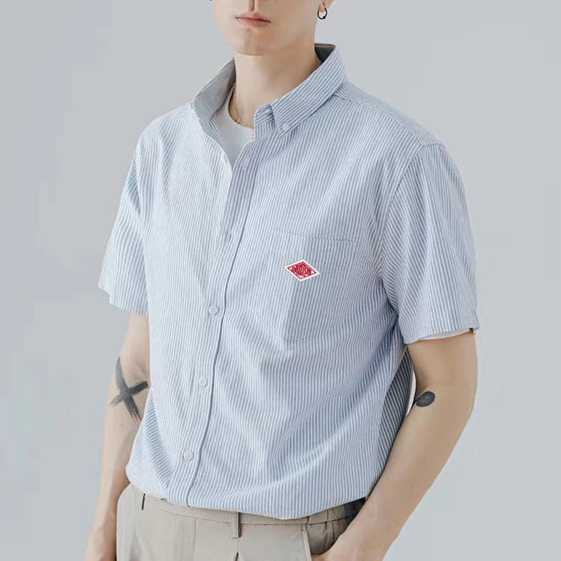 Men and Women's Cotton Fashion Brand Embroidery Turn-Down Collar T-Shirt Simple Pocket Short Sleeve Orders Exported to Japanese image 6