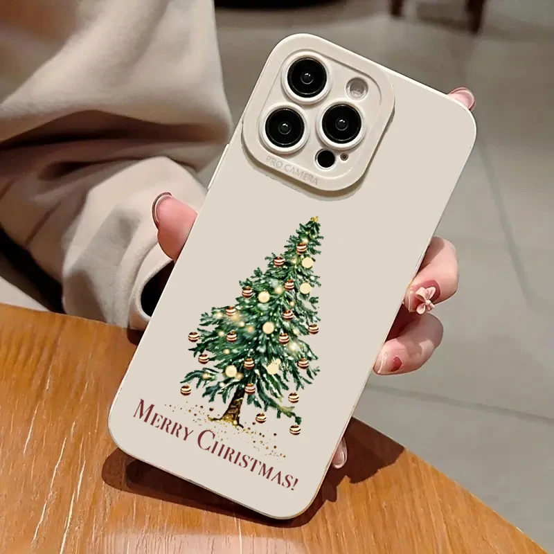 Festive Christmas Tree Graphic Phone Case For iPhone 16 15 14 13 12 11 Pro X XR XS SE2 8 7 Plus Pro Max Mini Silicone Back Cover