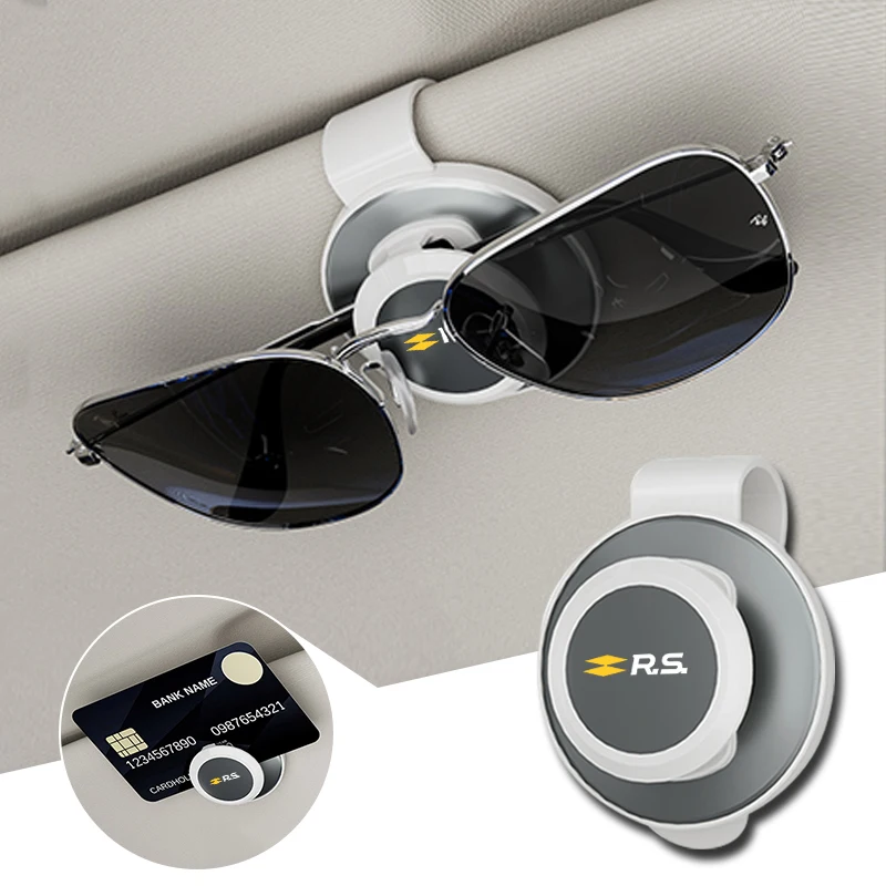 

Car Badge Sun Visor Glasses Clip Sunglasses Card Storage Holder For Renault RS Twingo Duster Fluence Scenic Koleos Megane Captur