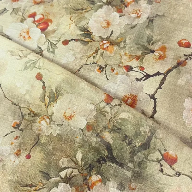 Ramie Fabric, High Density Raw Printed Twill, Eco Friendly Natural Antibacterial Good Drape, For Shirt Pants Hanfu, Hot Sale Cus