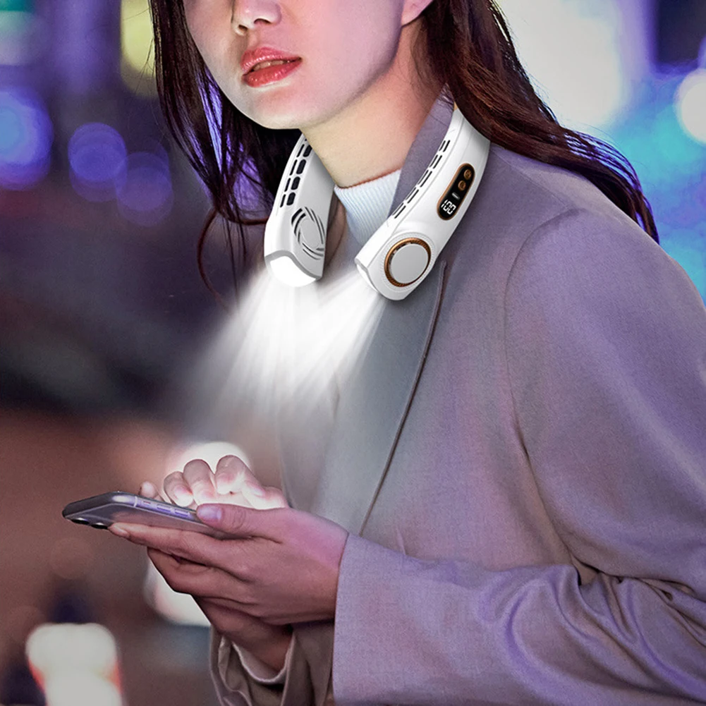 1800 mAh USB wiszący wentylator wentylatora Przenośna bez pęknięcia mini ładowna wyciszona wyświetlacz cyfrowy LED 5