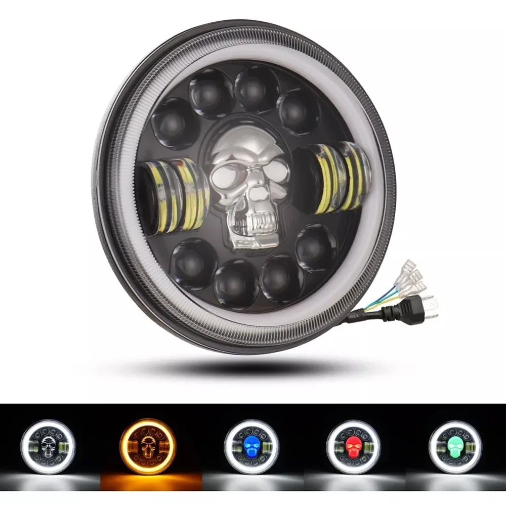 

Eye-catching 7" Round Skull Headlight with Dual Aperture - Brand New Car and Motorcycle Lamp