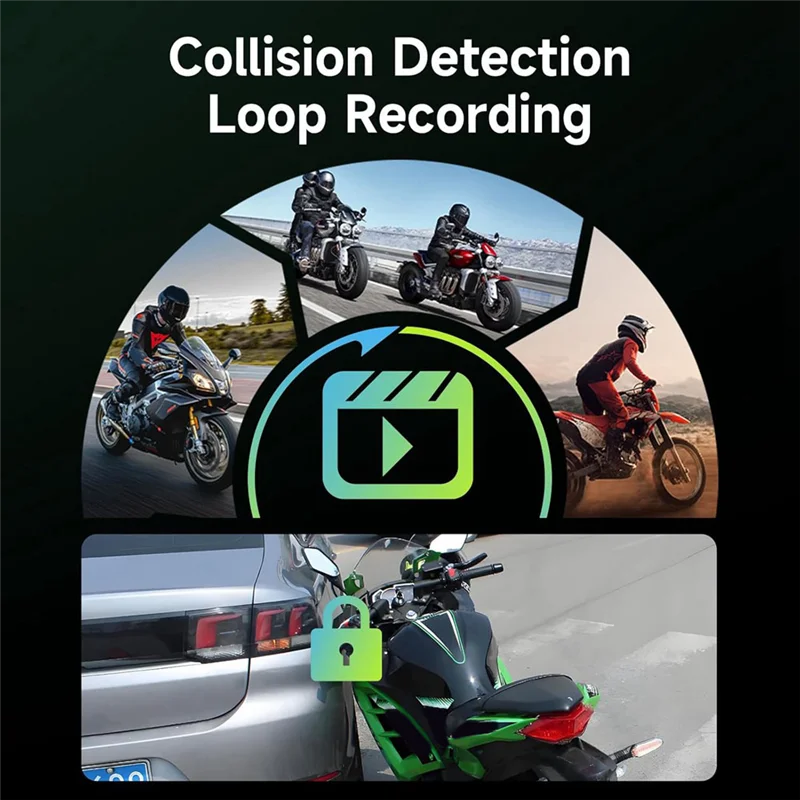 

JABS-Motorcycle Dash Cam, Front Rear Video Camera,1080P, App Connect, Night Vision, Ip67 Waterproof, Loop Record