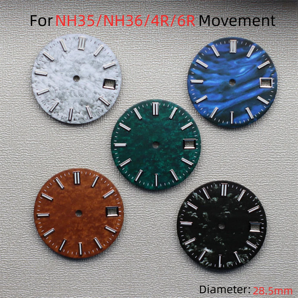 

28.5MM Watch Dial Green Luminous Single Calendar Dial for NH35 NH36 Movement SKX007 Watches Accessories