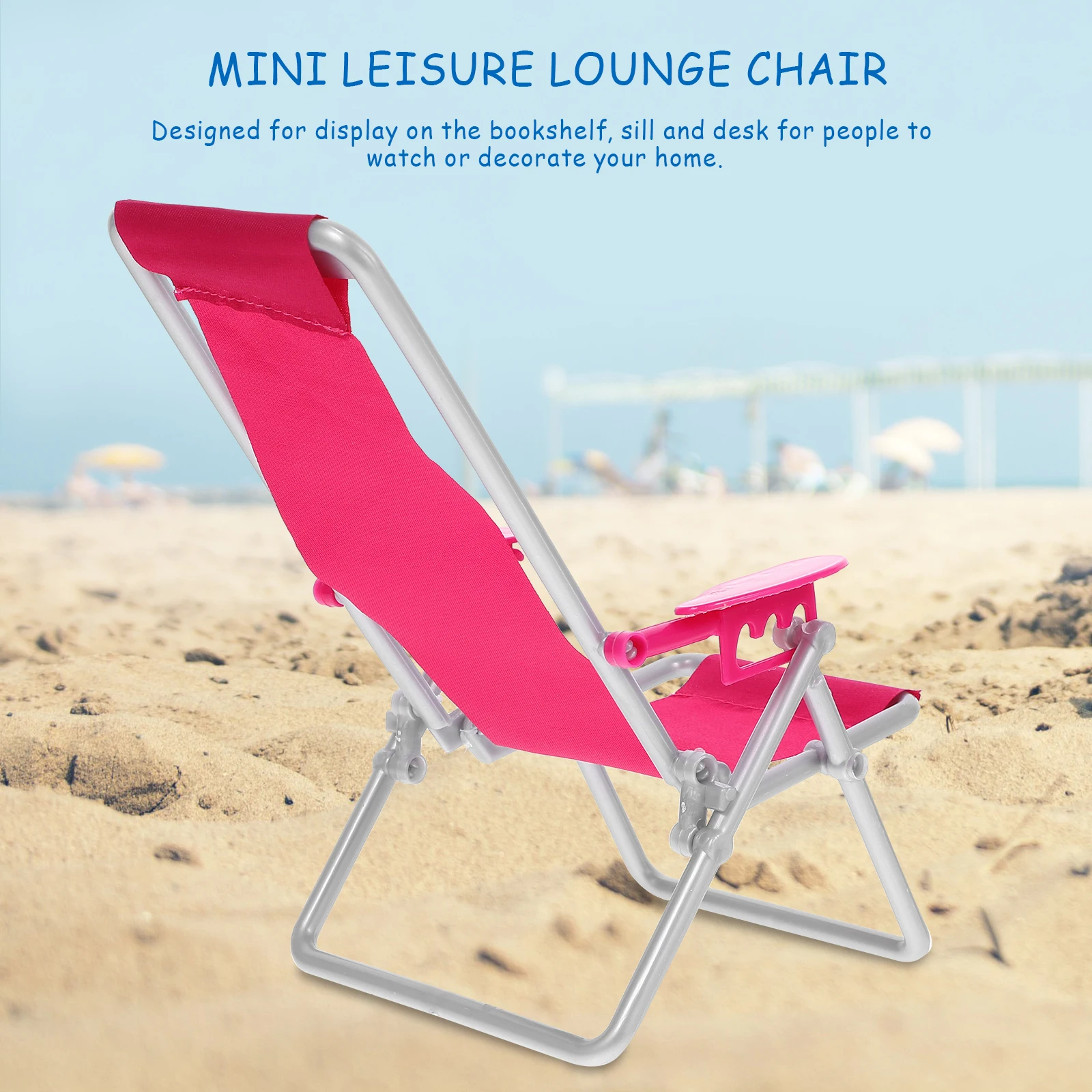 

Simulation Beach Mini Deck Chair Toy Folding Chairs Adults Dollhouse Accessories Foldable Decorative Reclining Chair Outdoor