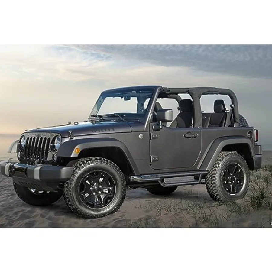 لوحات الجري 6 بوصة خطوات جانبية متوافقة مع 20072018 جيب رانجلر JK JKU غير محدود 2 باب أسود مطلي بالمسحوق الصلب Nerf