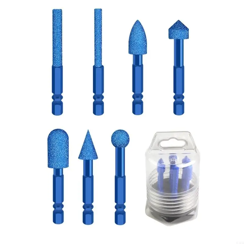 7PCS Shank Diamond Grinding Heads High Manganese Steel Tools