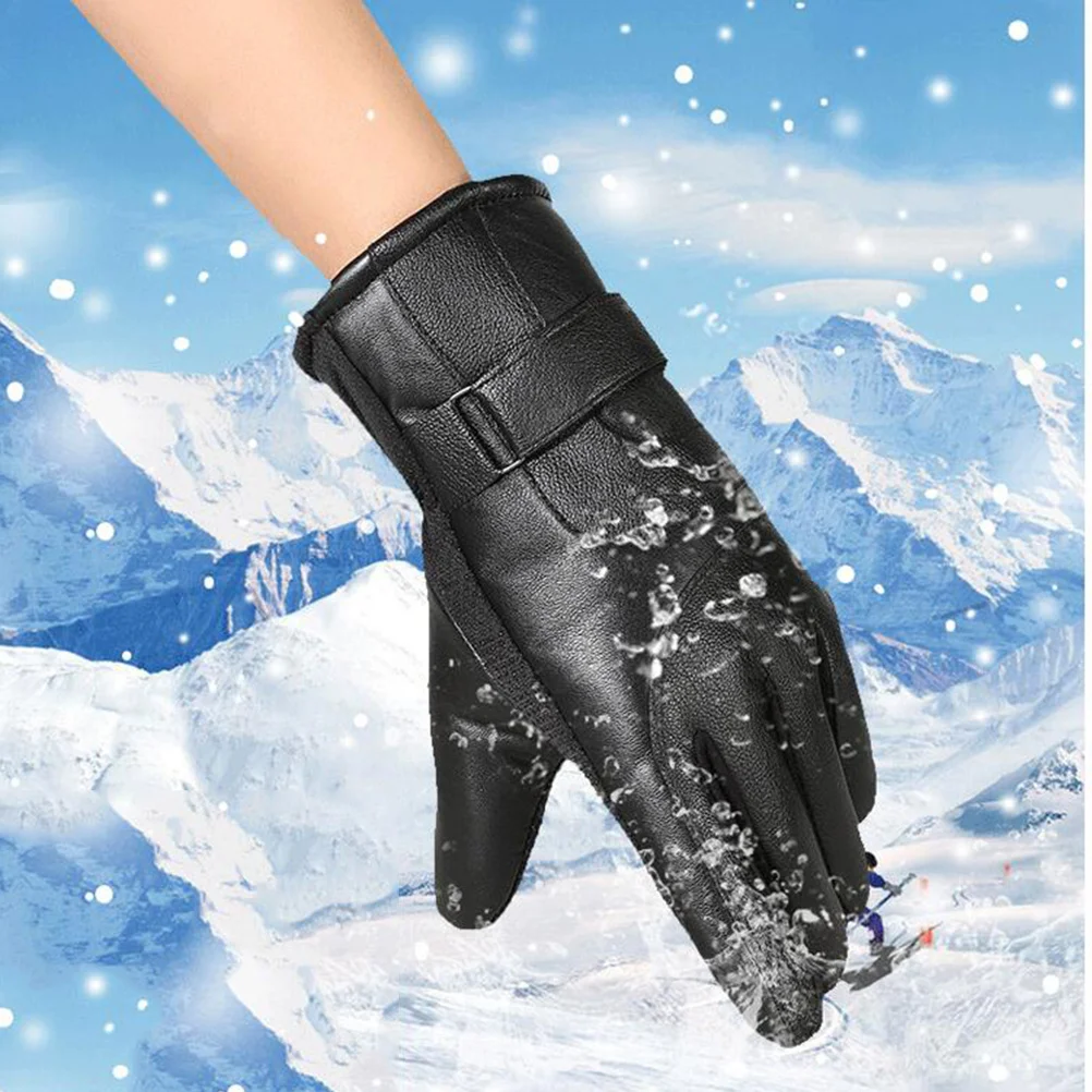 

1Pair Windproof Motorcycle Gloves Thickened PU Warm Outdoor Sports Cycling Climbing Riding Winter Gloves