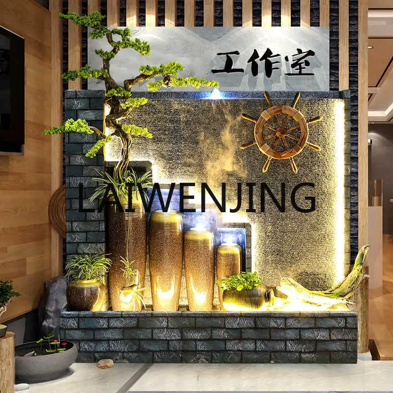 New Chinese Rockery Water Curtain Wall Partition Screens Flowing Water Lucky Floor Garden Decoration