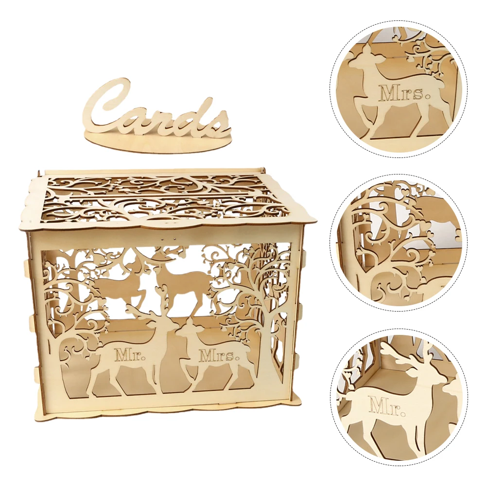 

Wooden Sign-in Box Proposal Bridal Greet Mini Boxes Wedding Supply Cards Case Bridesmaid