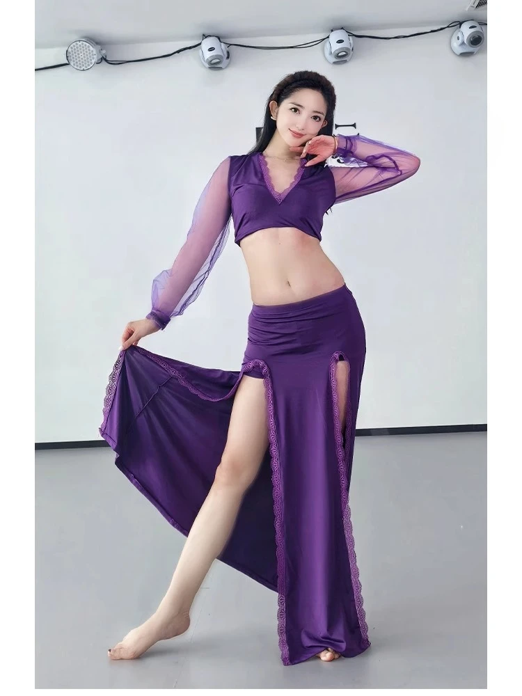 customized belly dance costumes practice suit Modal lace set sexy charming soft and comfortable spicy girl outfit top and skirt