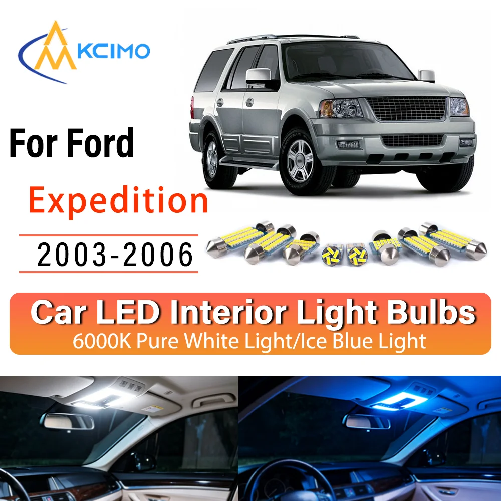 Kit d'éclairage intérieur LED à lueur persistante Plug & Play pour Ford Expedition 2003-2006 – Remplacement des lampes de dôme, de cartographie, de coffre et de cabine – Amélioration