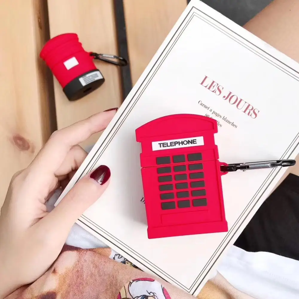 3D красный почтовый ящик двигателя + кольцо Bluetooth беспроводная гарнитура набор силиконовый чехол для наушников Airpods 12pro защитные противоударные чехлы