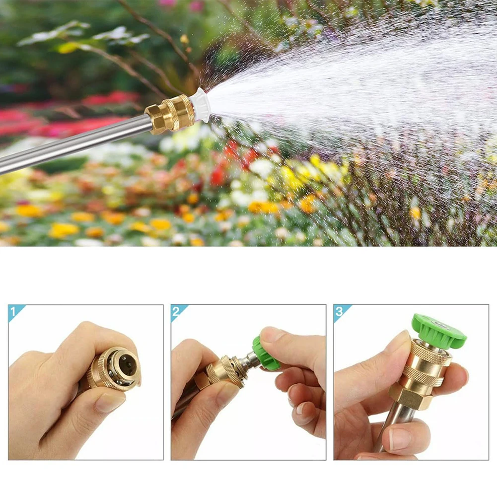 Brass Coupler High Pressure Washer Extension Wand With Fan Jet Nozzles For Car Care Garden Irrigation And Pet Bathing Tool