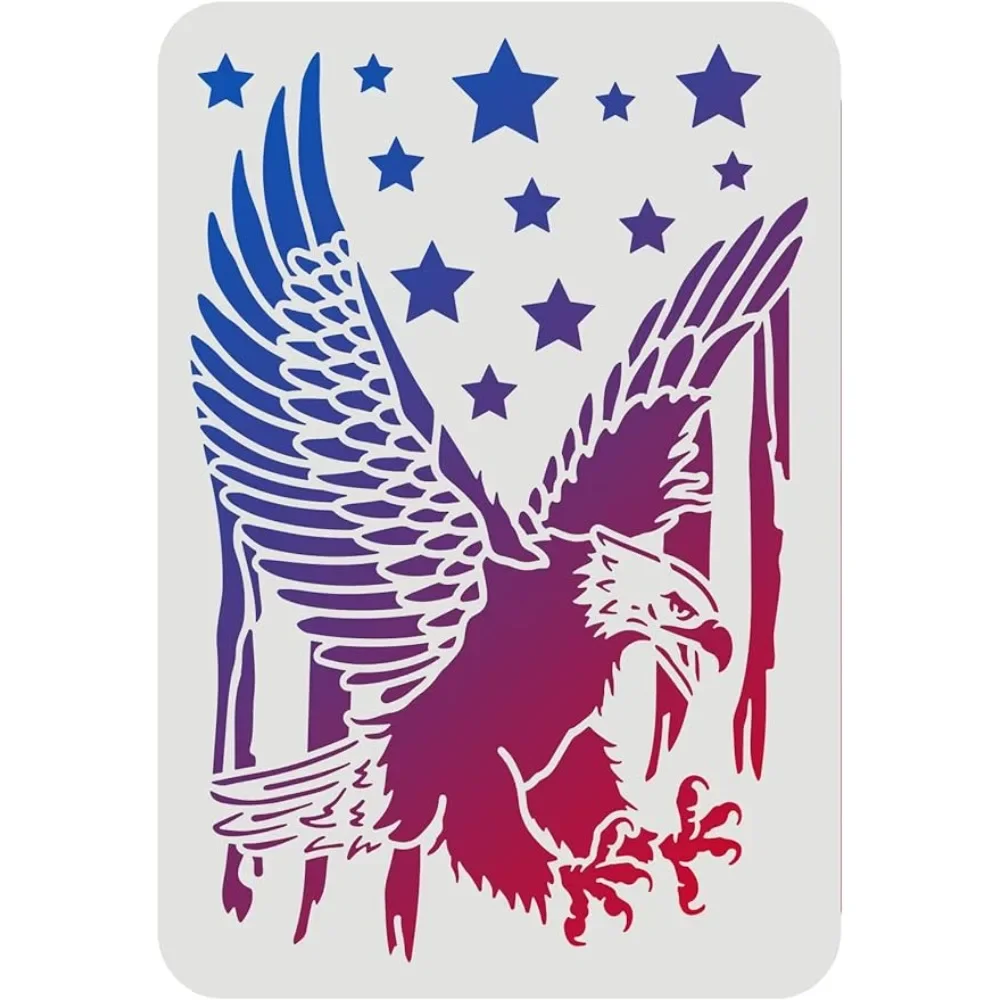 Eagle Stencil 11.7x8.3 inch A4 Flag Stencil for Painting Reusable Eagle Pattern Drawing Stencil Eagle DIY Craft