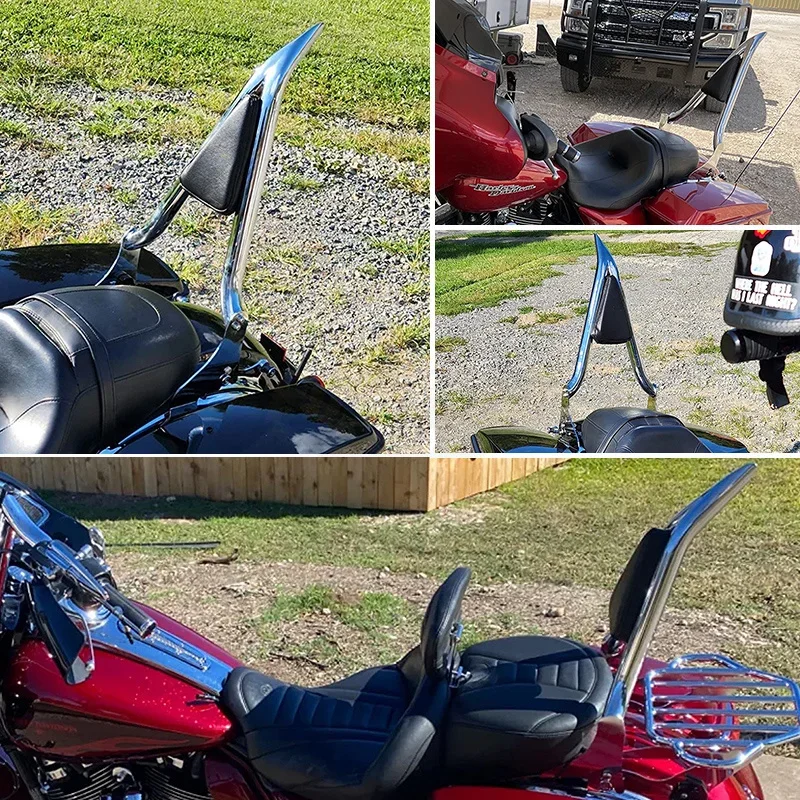 Motorcycle Detachable Passenger Rear Backrest Sissy Bar Chrome For Harley Touring Road King Electra Glide Ultra Limited 09-22