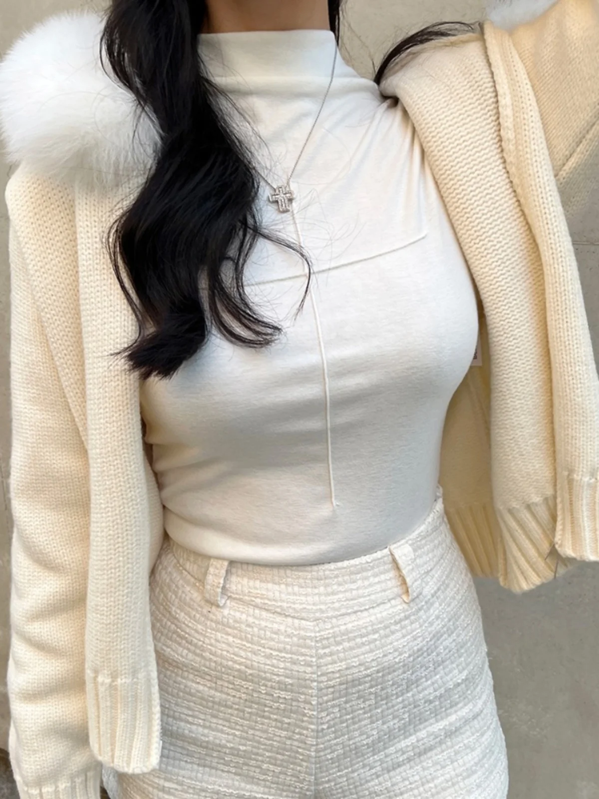 Winter New Knitted Zipper ort Sve Women's Sweater Coat Large Fur Collar Korean Sle Loose Fit Faionable Vintage Feel