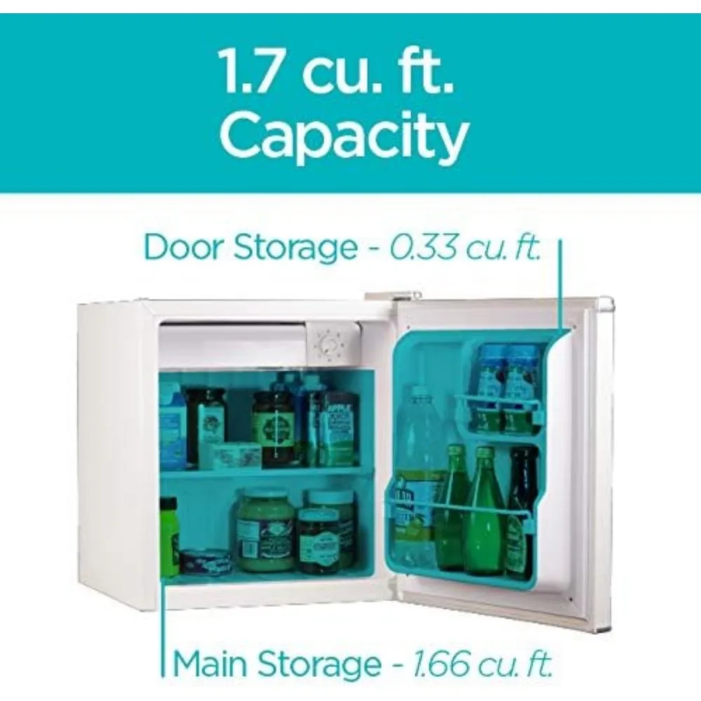 BCRK17W Compact Refrigerator Energy Star Single Door Mini Fridge with Freezer, 1.7 Cubic Ft., White