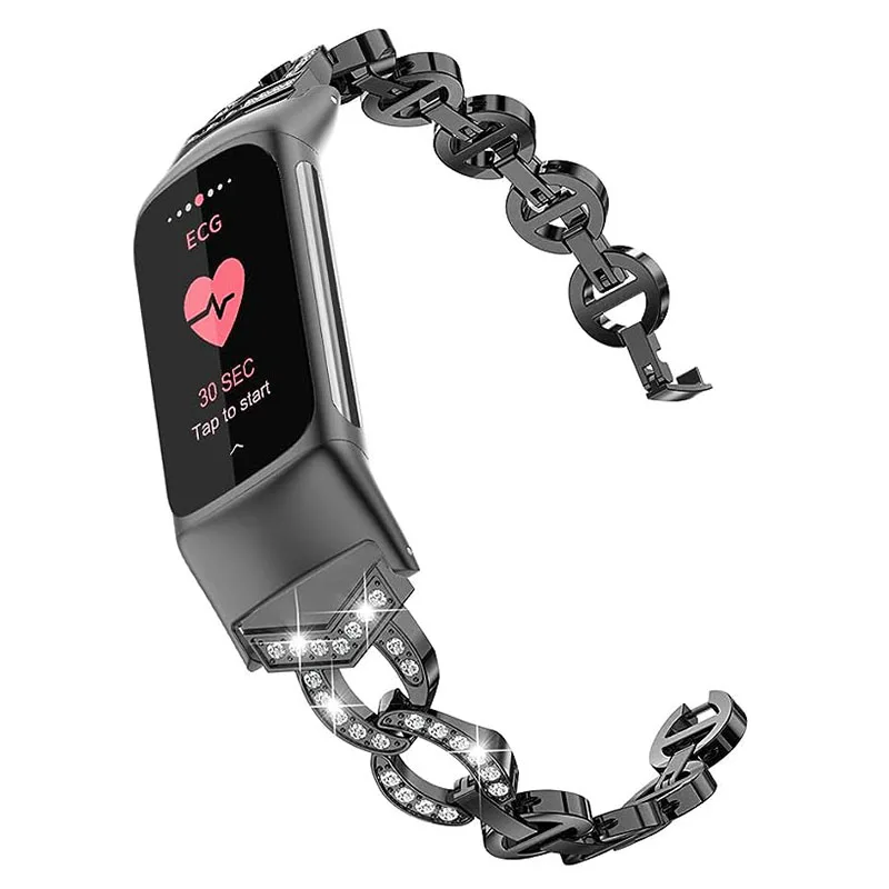 Women Girls Metal Alloy Watch Band Loop For Fitbit Charge 6 5 Fashion Wristband Bracelet Strap For Fitbit Charge 5 6