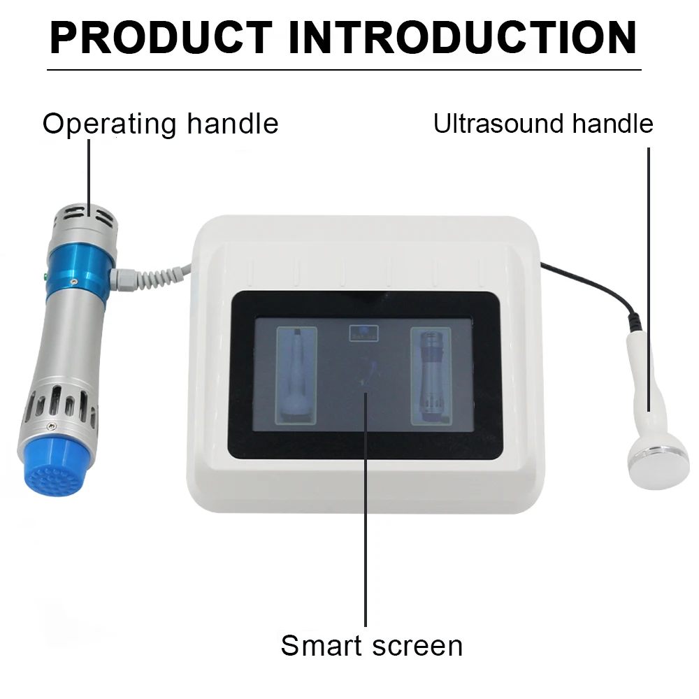 Máquina portátil Shockwave, 300MJ, 2in 1, Equipamento de onda de choque, Massageador Corporal, Tratamento ED, Instrumento Ultrassônico, Massagem