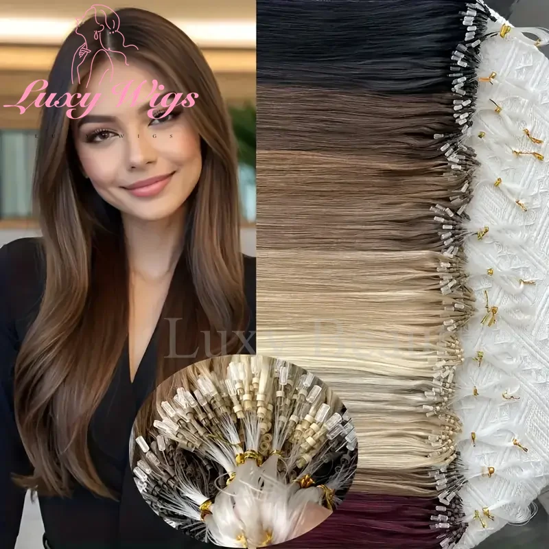 

12-20 дюймов прямые наращивание волос с микропетлей, человеческие волосы, натуральный коричневый, черный, блондин, микробусина, леска, наращивание волос Halo