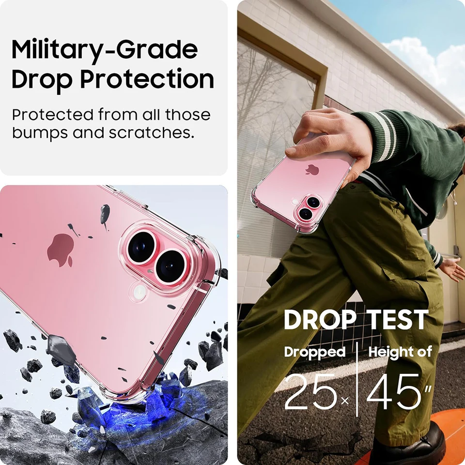 Funda de silicona de lujo a prueba de golpes para iPhone 17 16 15 14 13 12 11 Pro Max Air X XS 7 8 Plus, transparente con borde protector 6