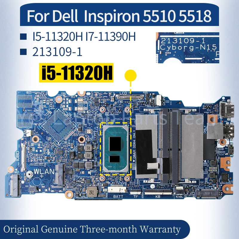 

213109-1 For Dell Inspiron 5510 5518 Laptop Mainboard 076F7Y 06KTVX 0NMR41 I5-11320H I7-11390H Notebook Motherboard