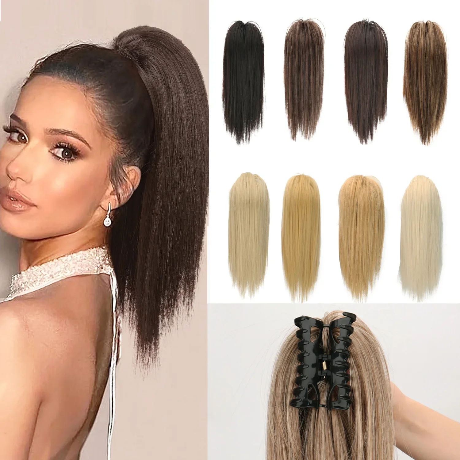 

Wig female realistic hair waterfall half-up high ponytail with clips new Chinese-style sweet-cool hot girl ponytail wig braids