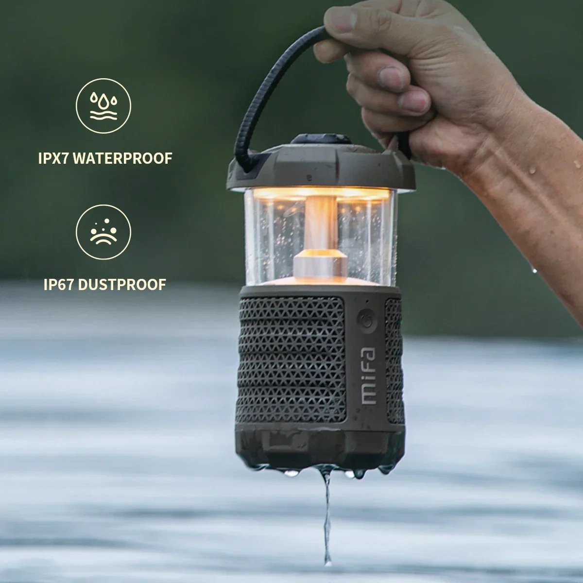 Outdoor Bluetooth Speaker with Lantern - 360 Sound, IP67, 38H Playtime