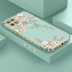 Flower Silicone Soft Case For OPPO A15 A16 A16K A17 A54 A55 A74 A76 A78 A91 A92 A94 A37 A39 A98 A78 A58 A38 Plating Cover Coque