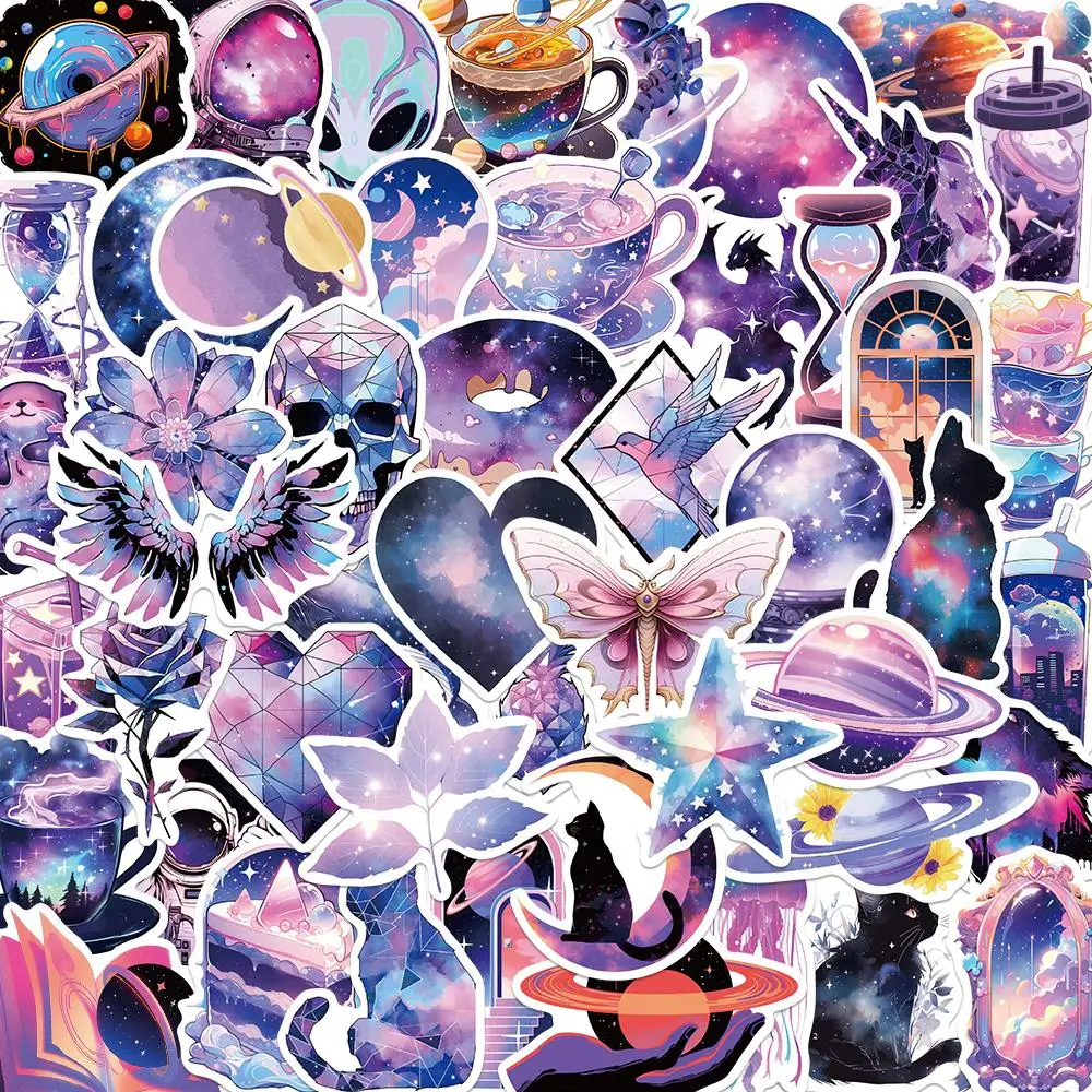 10/25/50PCS Purple Dream Galaxy Style Graffiti Sticker Art Decoration Water Cup Phone Case Luggage Guitar Clipbook Gift Toys