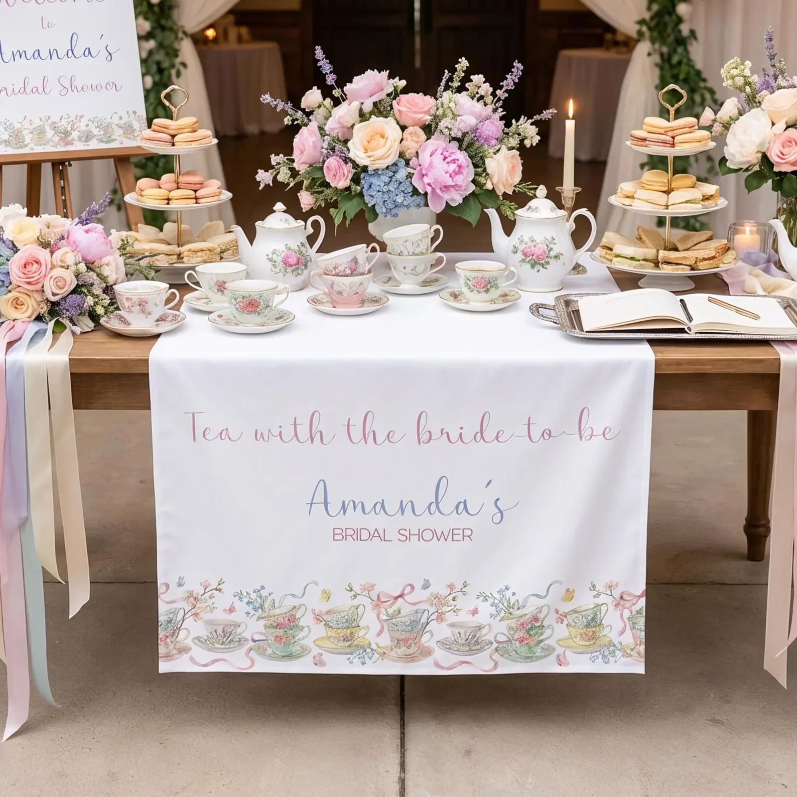 Tea Party Bridal Shower Table Runner Tea Time Decorations with The Bride Bridal Shower Tea Party Decorations Garden Table Decor