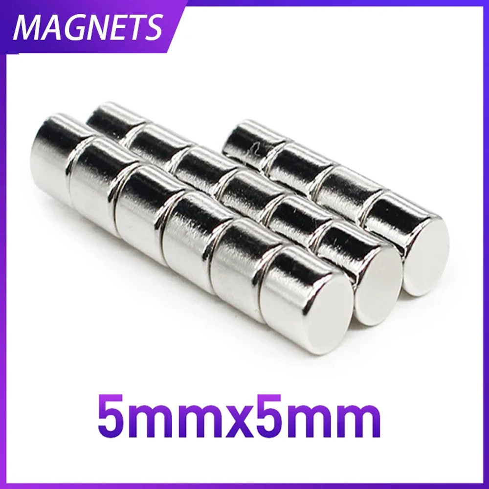 500PCS 5x5 Round Strong Neodymium Magnet 5mm x 5mm Powerful Magnetic Magnets 5x5mm Permanent Magnet Disc 5*5