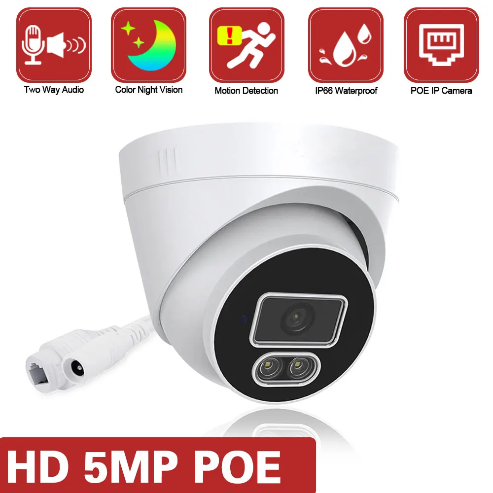 Overscam 5MP CCTV POE IP Security Camera Outdoor Waterproof Color Night Vision POE Dome Video Surveillance Camera IP Cam H.265