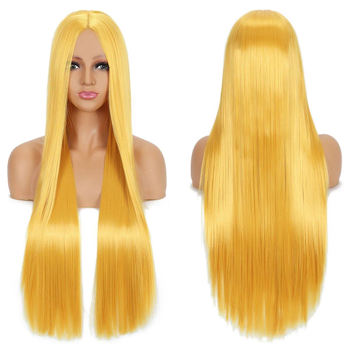 32-calowa, długa, prosta, z rozcięciem, kolorowa damska peruka syntetyczna, odporna na ciepło, odpowiednia na imprezy świąteczne, tańce Halloween, b