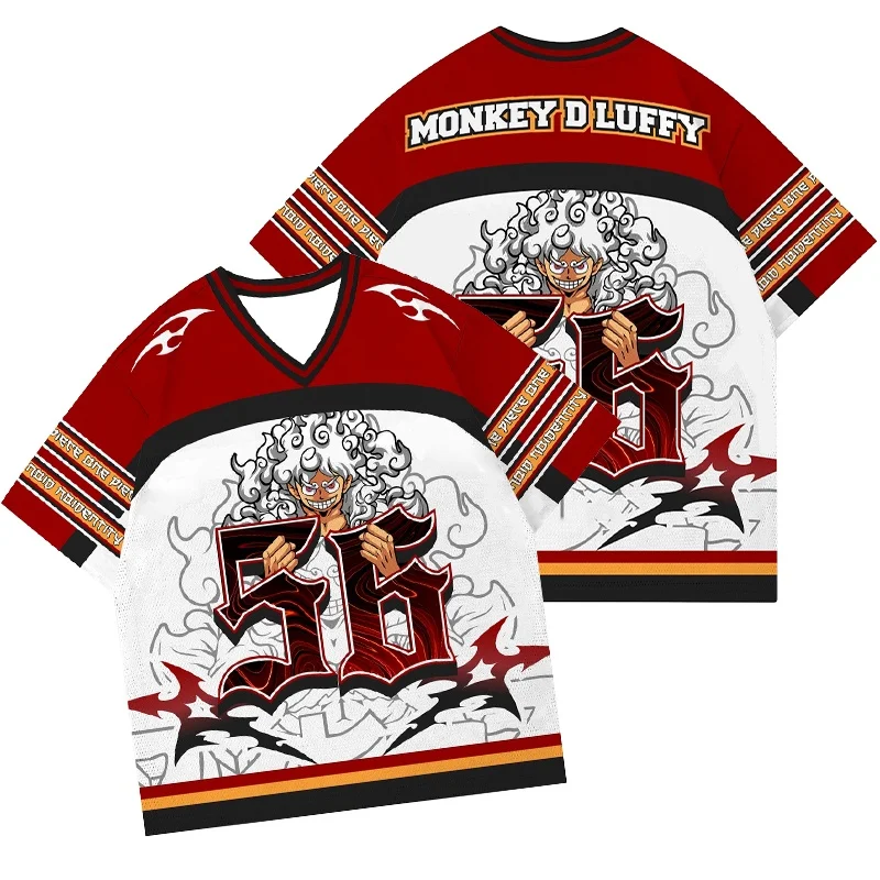 Camiseta deportiva con estampado de Luffy de One Piece de Anime para hombre, camiseta deportiva número 56 para fanáticos de los OP, camiseta elegante de manga corta, ropa informal y deportiva