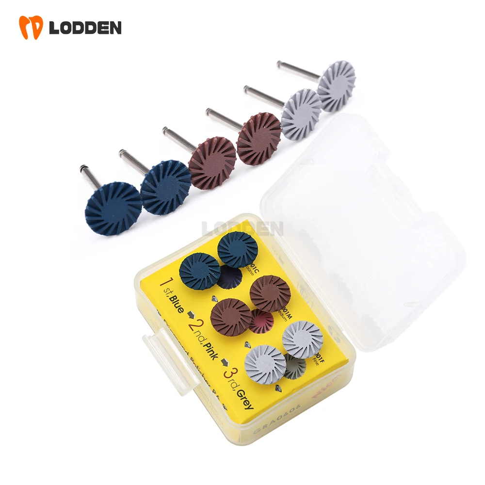 

LODDEN 2set Dental Polishing Tools Resin Kit Brush for Composite Ceramic Zirconia 14mm Dentistry RA Rubber Polisher Wheels