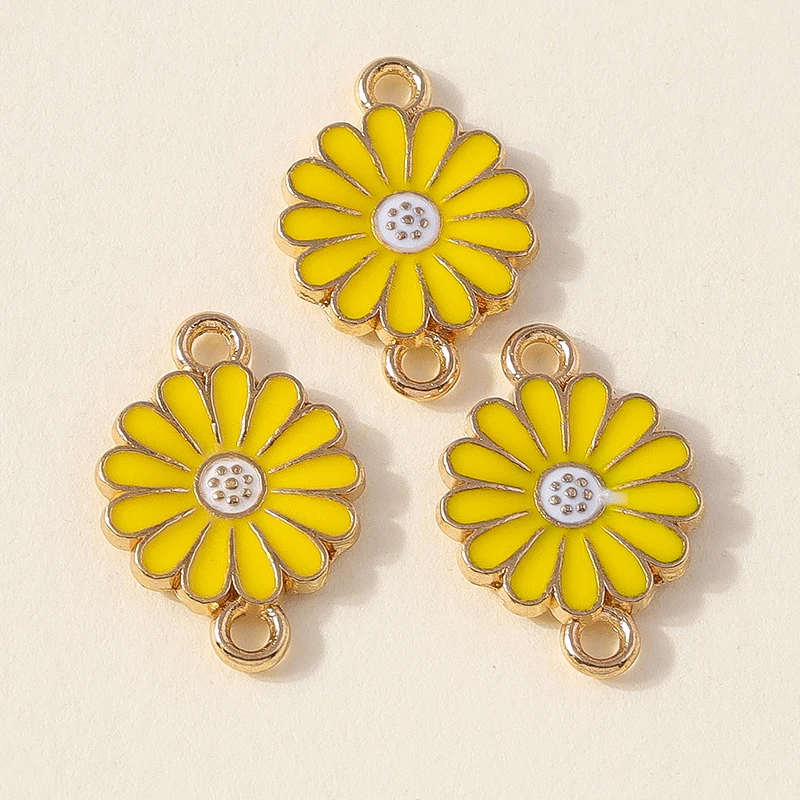 20 Stück modische, bunte Emaille-Blumen-Anhänger, Verbinder für die Schmuckherstellung, DIY-Halsketten, Armbänder, handgefertigtes Kunsthandwerk, Zubehör – Detail 15