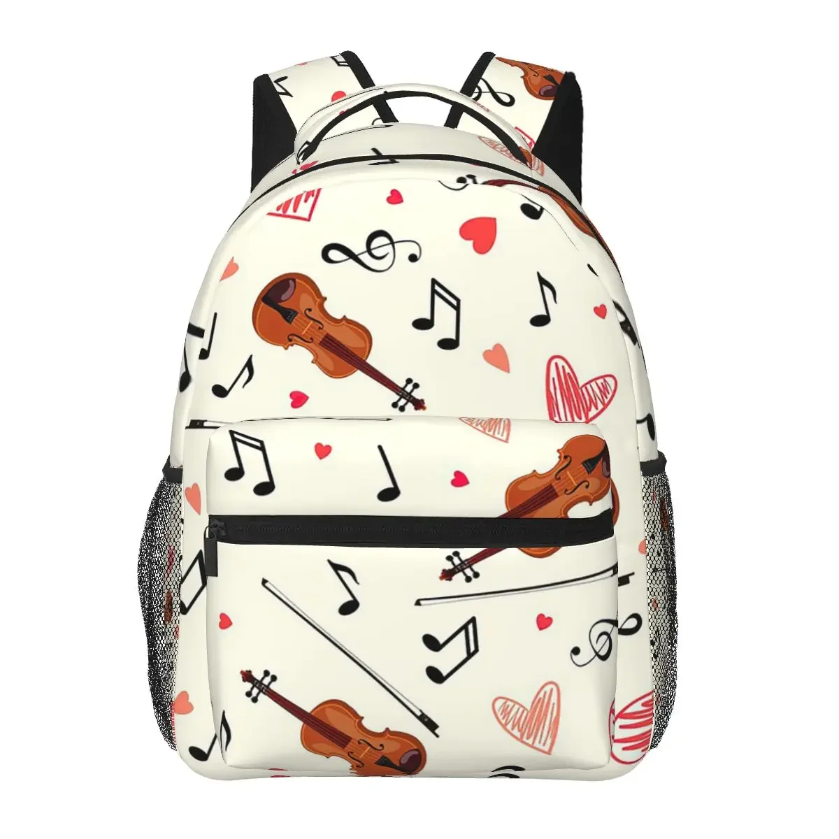 

Violin With Herats Backpacks Boys Girls Bookbag Children School Bags Cartoon Kids Rucksack Shoulder Bag Large Capacity