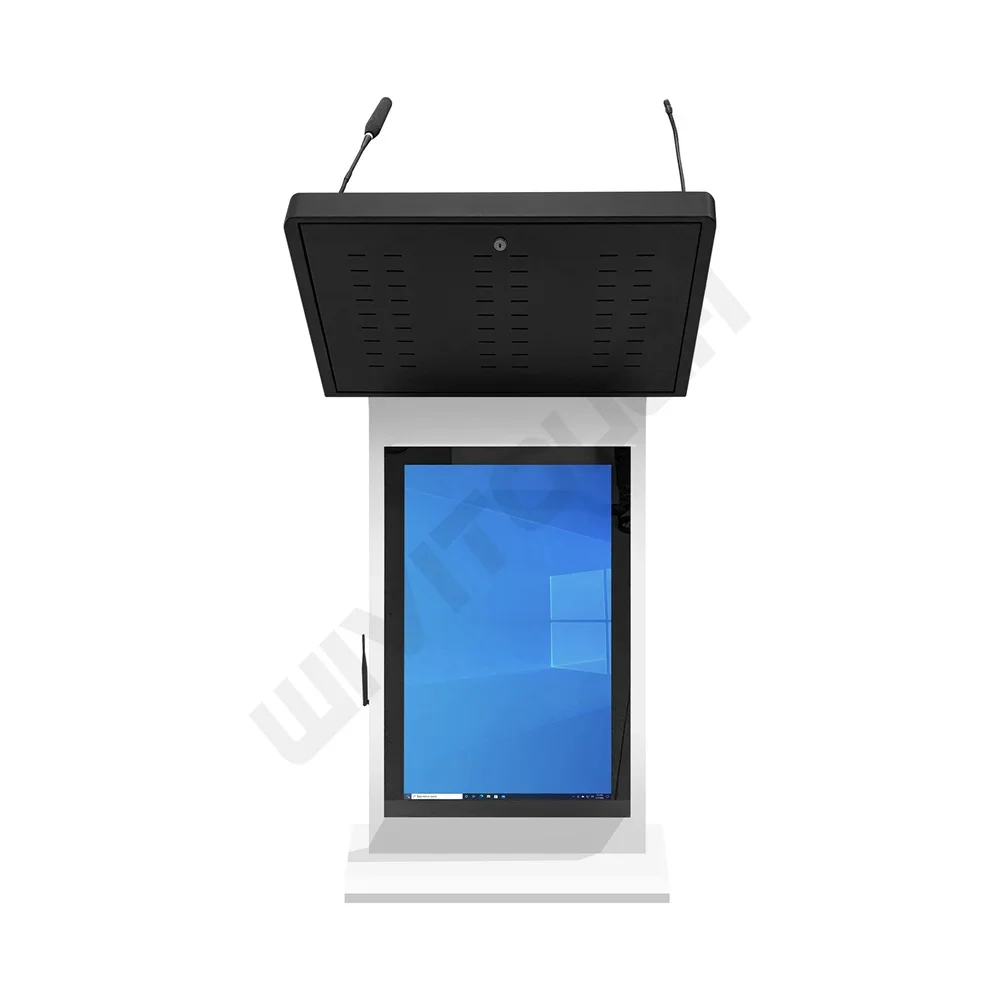 Confernece hotel Lectern Speaker Amplifier Wireless Microphone 21.5inch AIO screen multimedia Podium