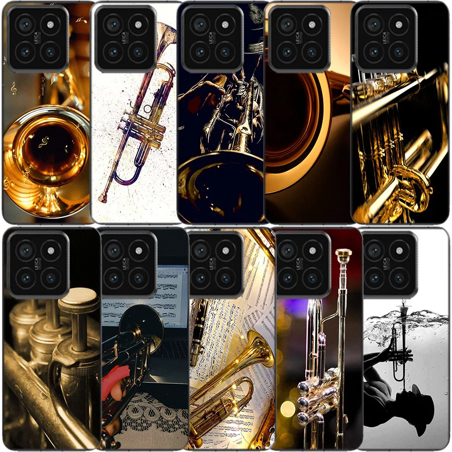 Brass Instruments Clear Phone Case For Xiaomi Mi 13 12 12T 11 11T 10 10T Pro 11i 9 9T 8 Lite CC9E A3 A2 TPU Pattern Soft Fundas