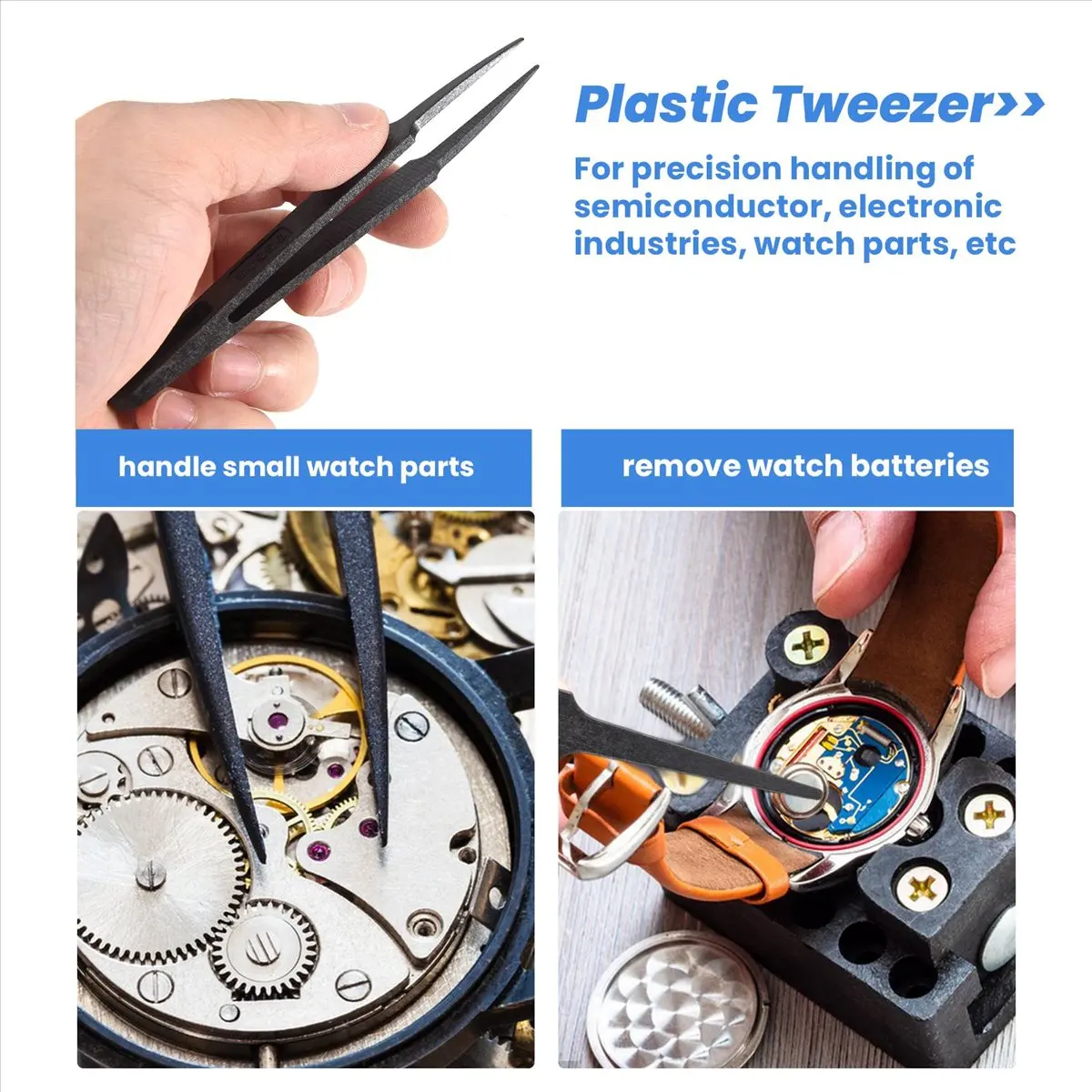 Final~~Black Plastic Anti-static Tweezers Repair Tool