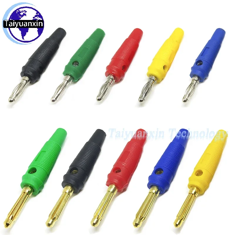 5PCS 10PCS 4mm Plugs pure copper Gold Plated Musical Speaker Cable Wire 7 Pin Banana Plug Connector