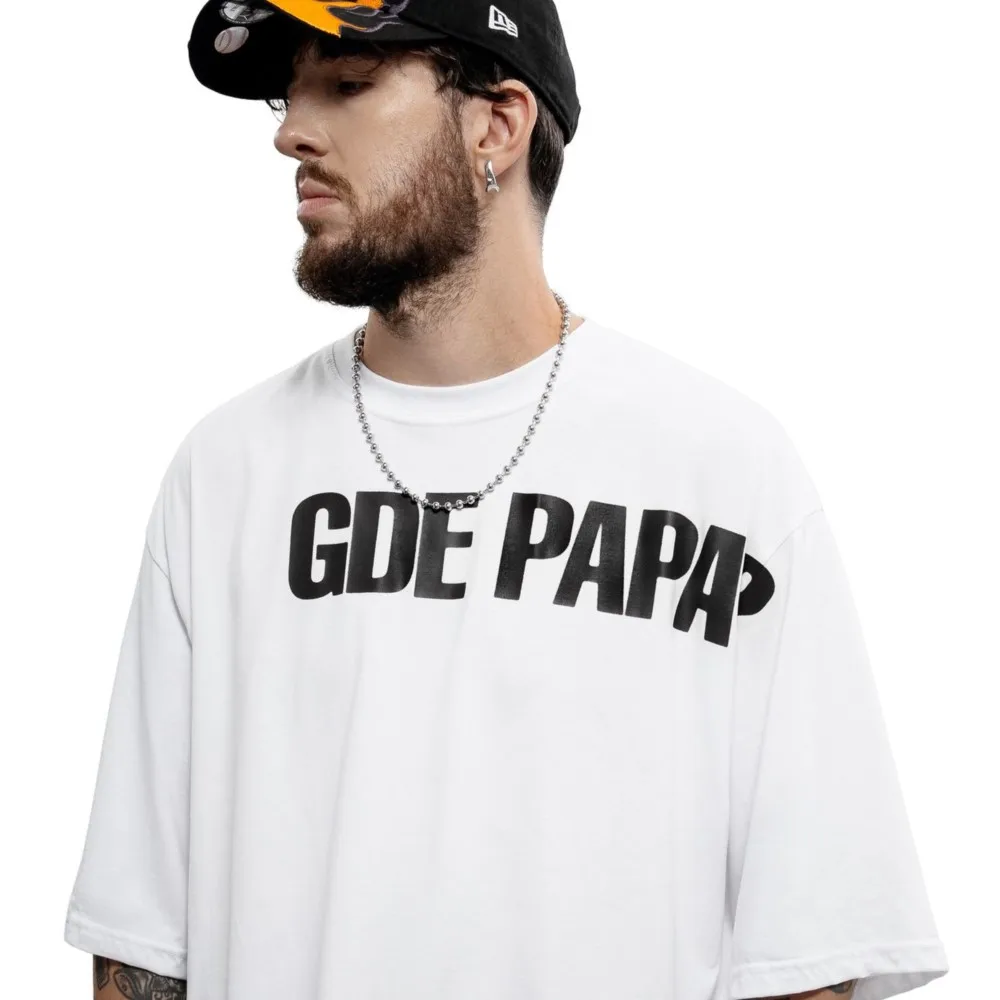 Hip Hop Streetwear Men Tshirt Oversized Short Sleeve GDE PAPA Graphic Print Y2k Tops Tee Harajuku Goth Aesthetic Clothing Cotton